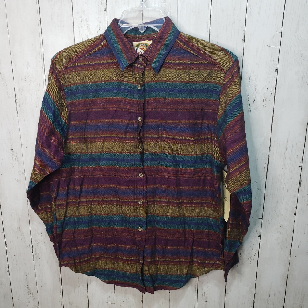 Vintage Deadstock NWT CM Company Flannel Button Up Shirt Size Medium Western.